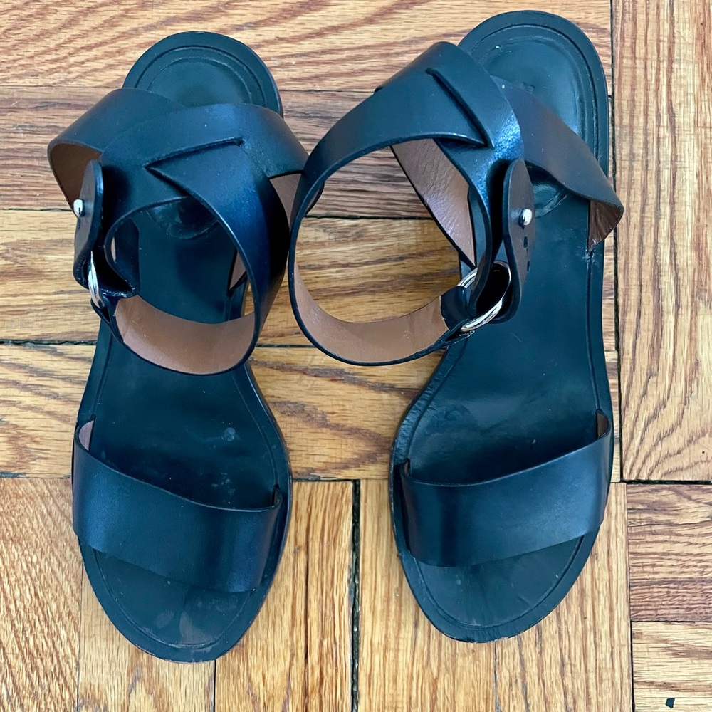 & Other Stories Black Leather Women's Heel Sandals, Size 7